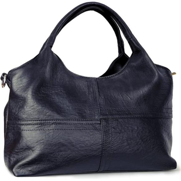 Vegan Leather with Detachable Satchel Strap, Blue - Picture 1 of 6